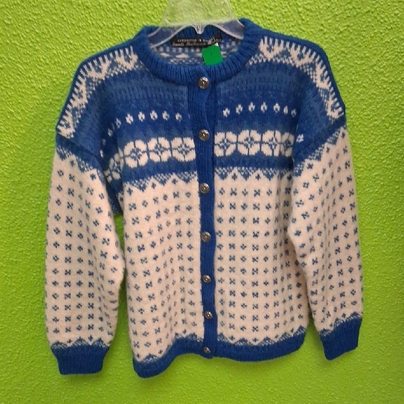 Moods of Norway Blue and Cream Cardigan - Picture 1 of 3
